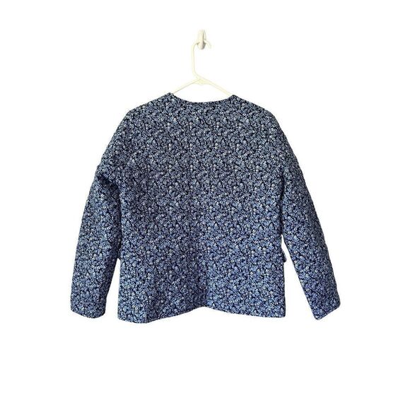 J. Crew Factory Blue Floral Quilted Button Front Jacket size 8 - Picture 3 of 10